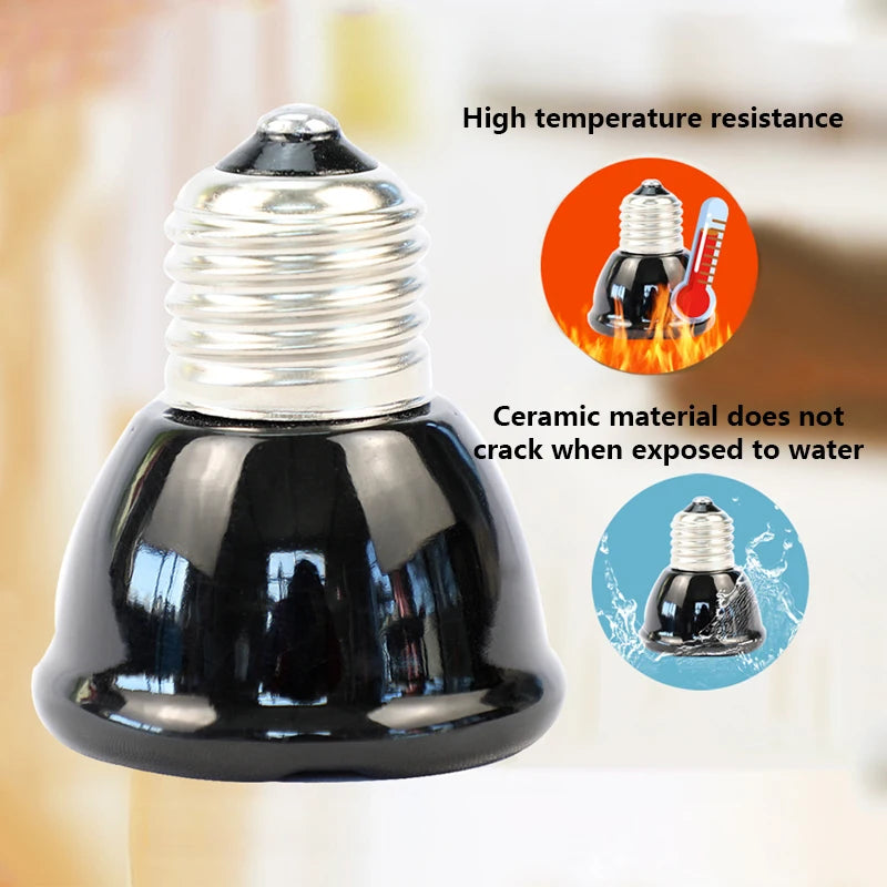 1PC Ceramic Emitter Heat Light Mini Black Pet Heating Lamp Bulb 25/50/