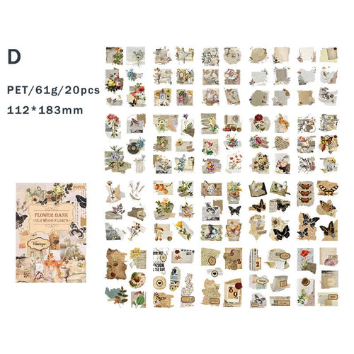 20 Sheets Vintage Scrapbooking Stickers Books PET Materials Creative