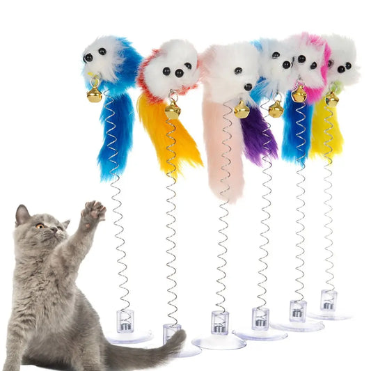 Cartoon Pet Cat Toy Stick Feather Rod Mouse Toy With Mini Bell Cat
