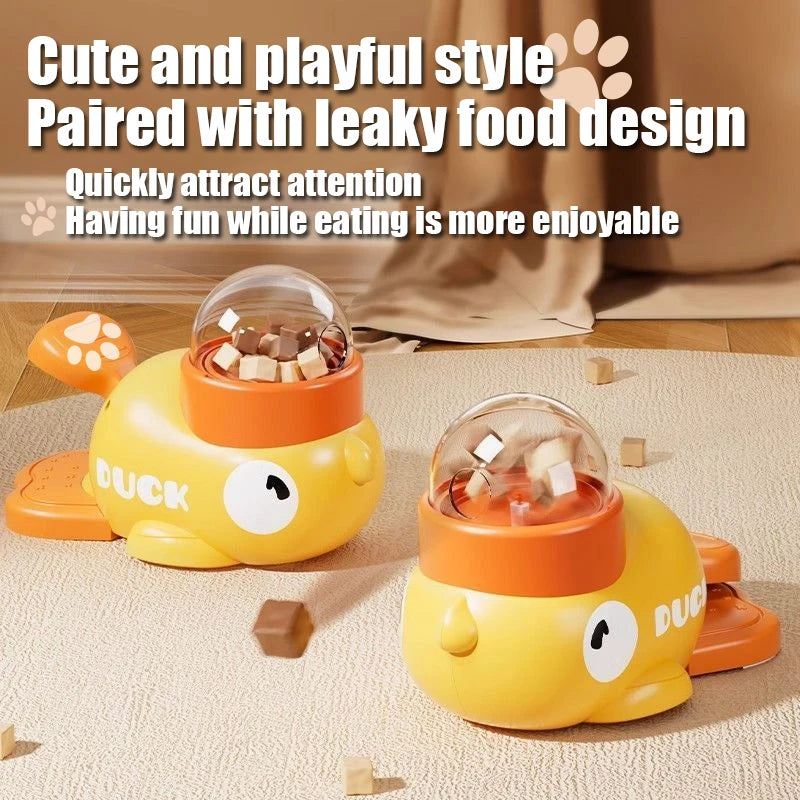 1PC Little Yellow Duck Pet Feeder Interactive Training Device For Cats