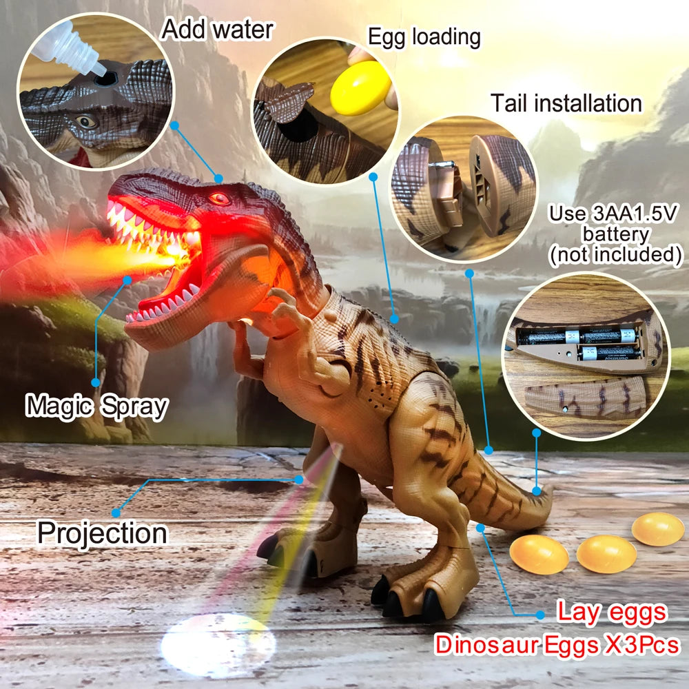 Electric Toy Large Size Walking Spray Lay Eggs Dinosaur Robot  for