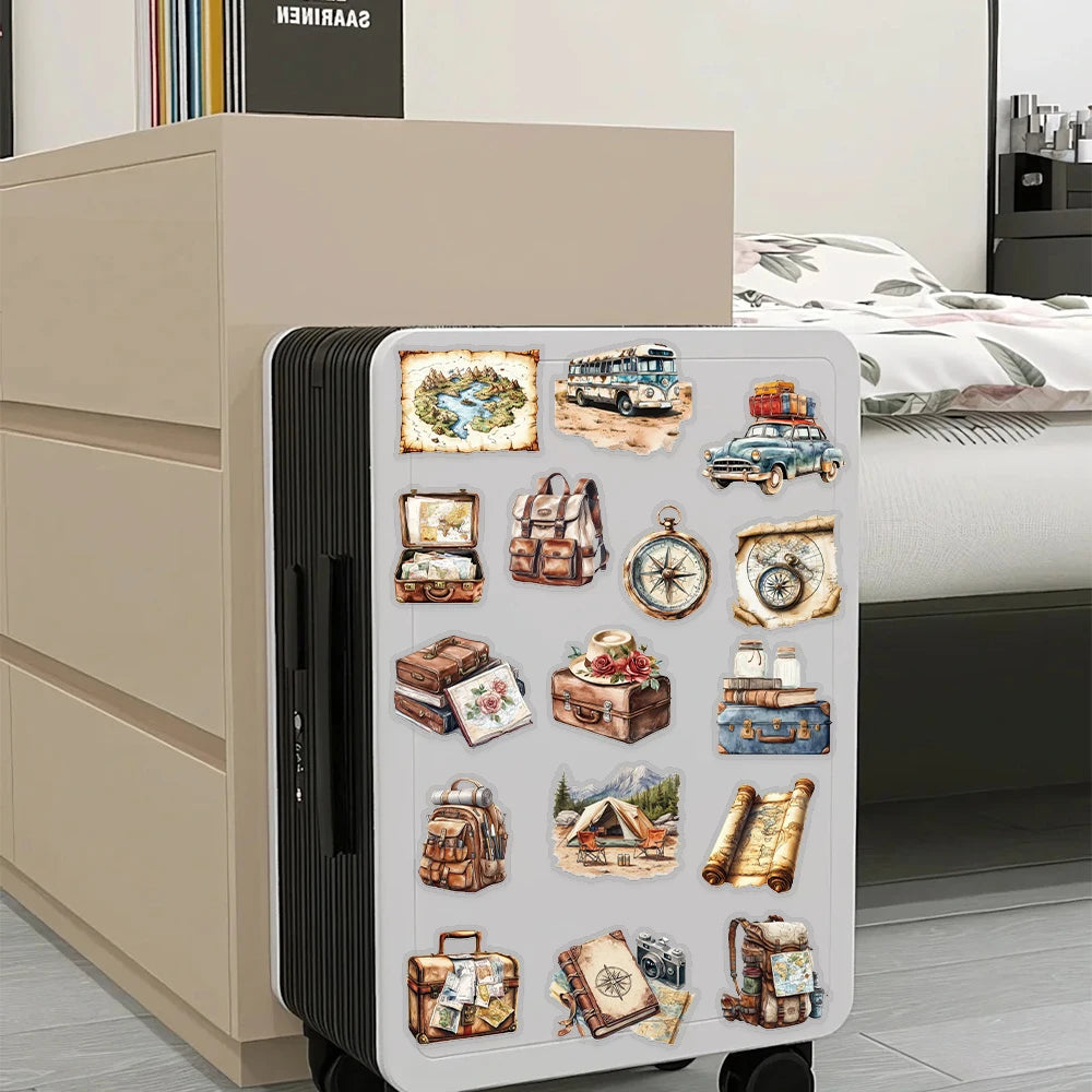 50pcs Vintage Travel Transparent PET Stickers Decals For Phone Laptop