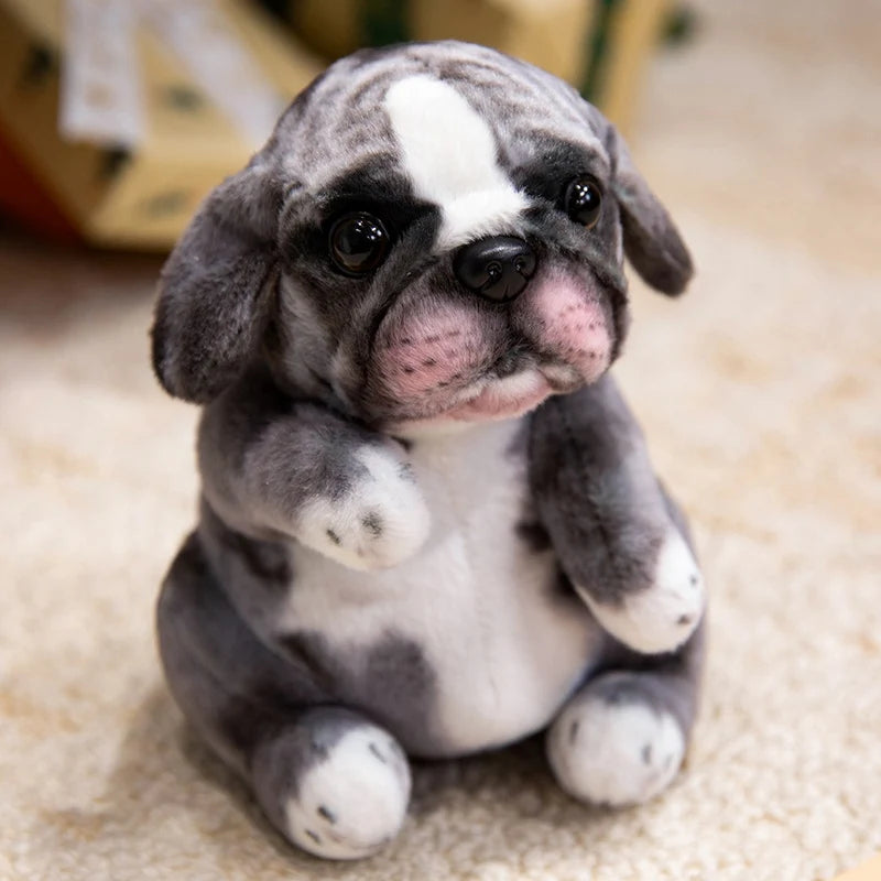 Realistic Sitting Poodle Pug Puppy Plush Toy Stuffed Doggy Cute Fluffy