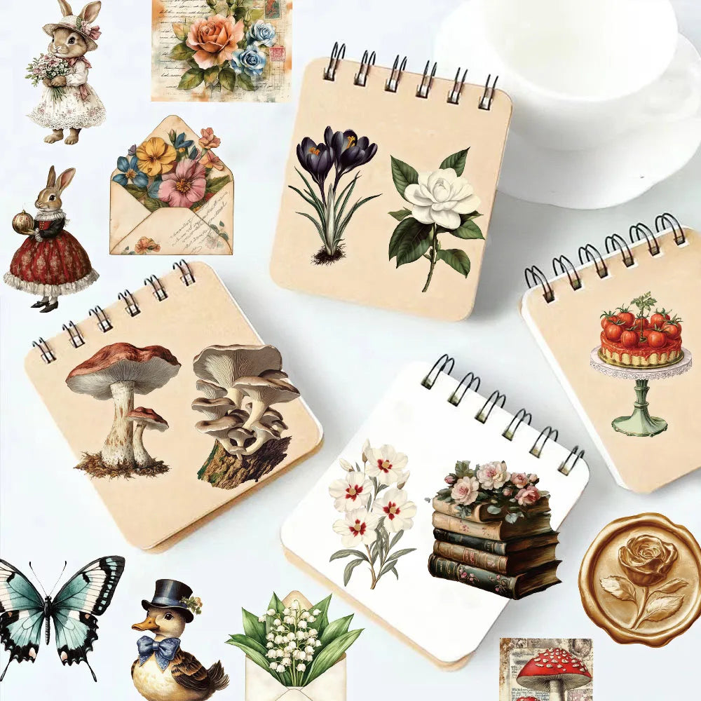 50PCS Retro Mushroom Graffiti Stickers Handmade Account DIY Luggage