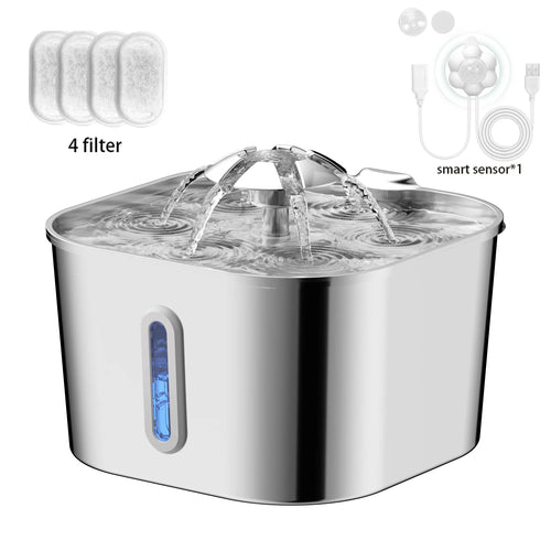 2.2L/74OZ Automatic Cat Fountain Stainless Steel Pet Water Dispenser