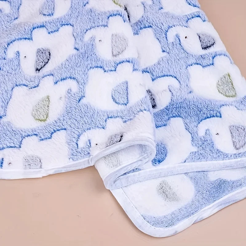 Soft and Cozy Cartoon Elephant Pet Blanket for Dogs and Cats Flannel