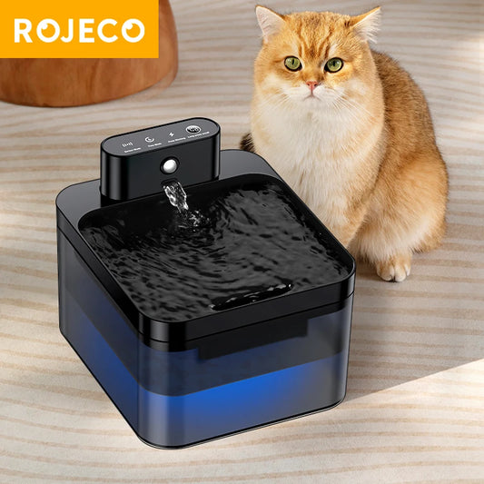 ROJECO Wireless Automatic Cat Water Fountain 2600mAh Pet Water