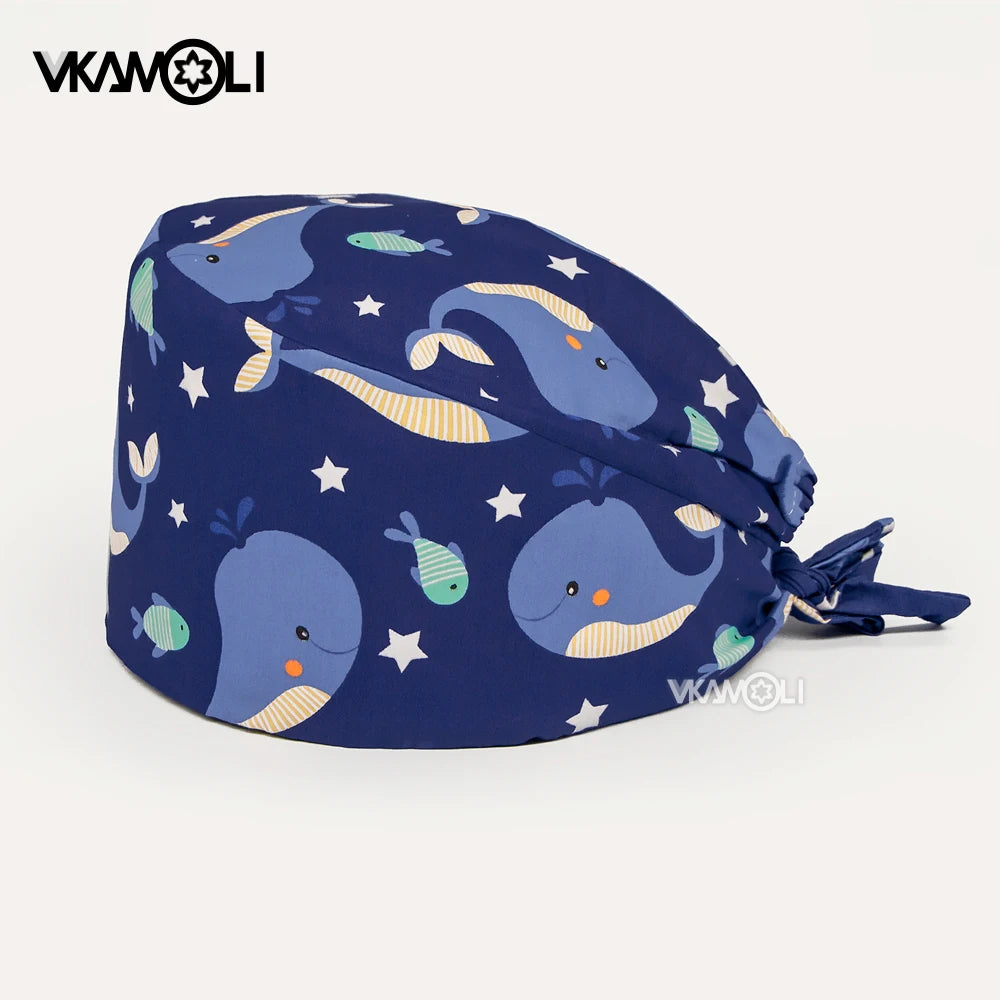 Cloud printing man and womens Scrubs Caps Pet Grooming Agency Work