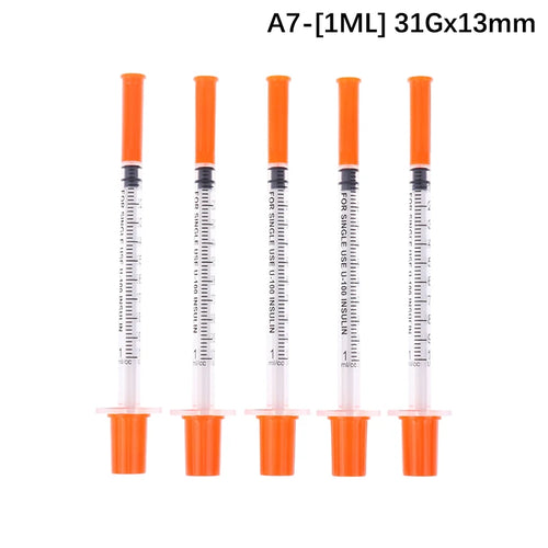 5Pcs 0.3/0.5/1ML Disposable Plastic Veterinary Syringe Orange Cap