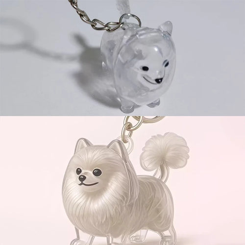 Cute Clear Puppy Hair Memorial DIY Pendant Keychain Decor Keepsake