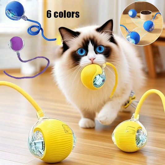 New Cat Interactive Ball Toys Silicone Automatic Rolling Ball With