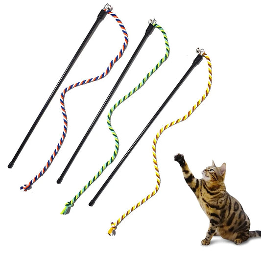 Cat Toy Interactive Teasing Rod with Rope for Cats to Chew and Chase