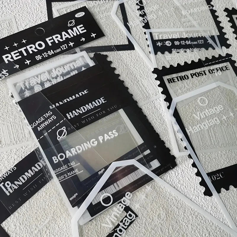 15 pcs vintage photos film frame PET sticker packaging DIY diary