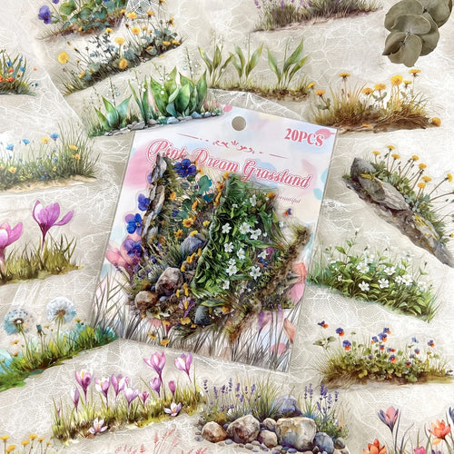 20 Pcs Plants Flowers Clusters Stickers Landscape Deco Materials DIY