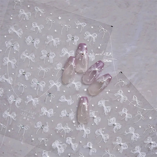 1Sheet Luxury Crystal diamond Nail Charms Stickers Lace Bow Self