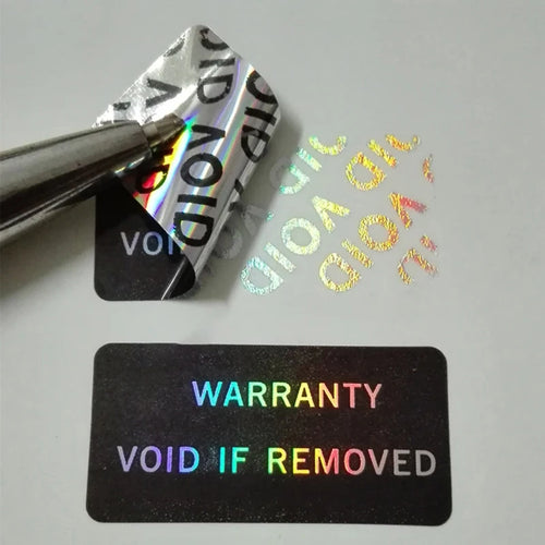 100Pcs Bar code warranty void stickers Dumb silver PET security labels