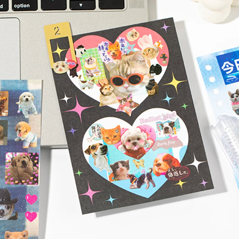 30pcs/bag Cute Pet Battle Cut-Out Coil Sticker Book DIY Handbook