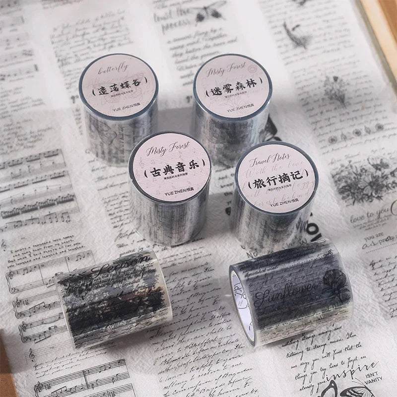 Journamm 50mm*3m Vintage Letters PET Tapes DIY Scrapbooking Planners