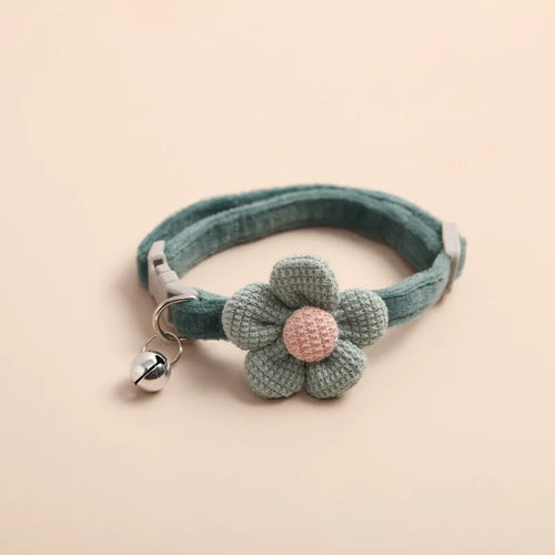 1Pc Cat Collar with Cute Flower  Adjustable Buckle Cat Collar Bell