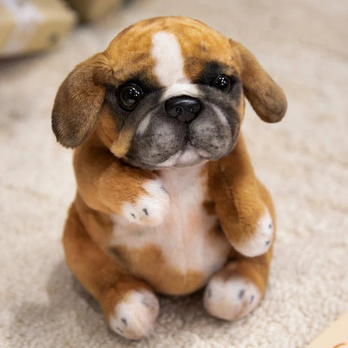 Realistic Sitting Poodle Pug Puppy Plush Toy Stuffed Doggy Cute Fluffy