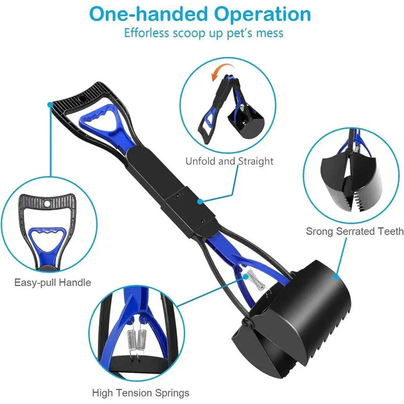 Dog Pooper Scooper Pet Long Handle Jaw Poop Scoop Picker Excrement