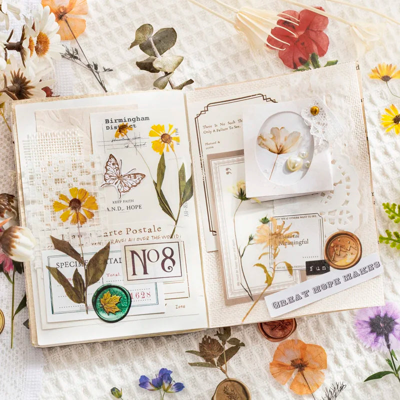 40 pcs/pack Vintage Dried flower Leaf specimen Stickers aesthetic