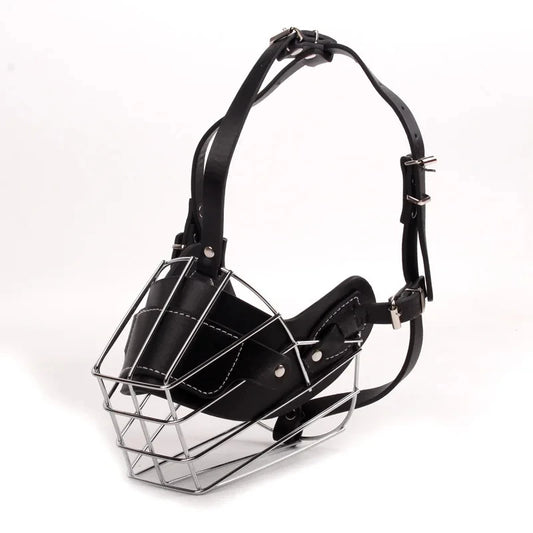 Dog Muzzle Anti Biting Pet Mouth Mask Adjustable & Breathable Leather