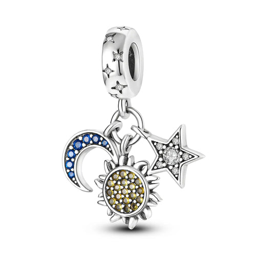 Silver Plated Travel Sunflower Lucky Charms Fit Original Pandora