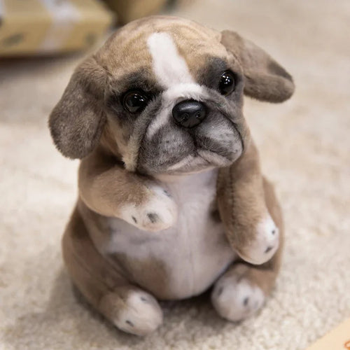Realistic Sitting Poodle Pug Puppy Plush Toy Stuffed Doggy Cute Fluffy