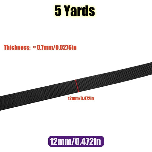 5 Yards 10-50mm Black Nylon Webbing Tape Backpack Strap Pet Collar