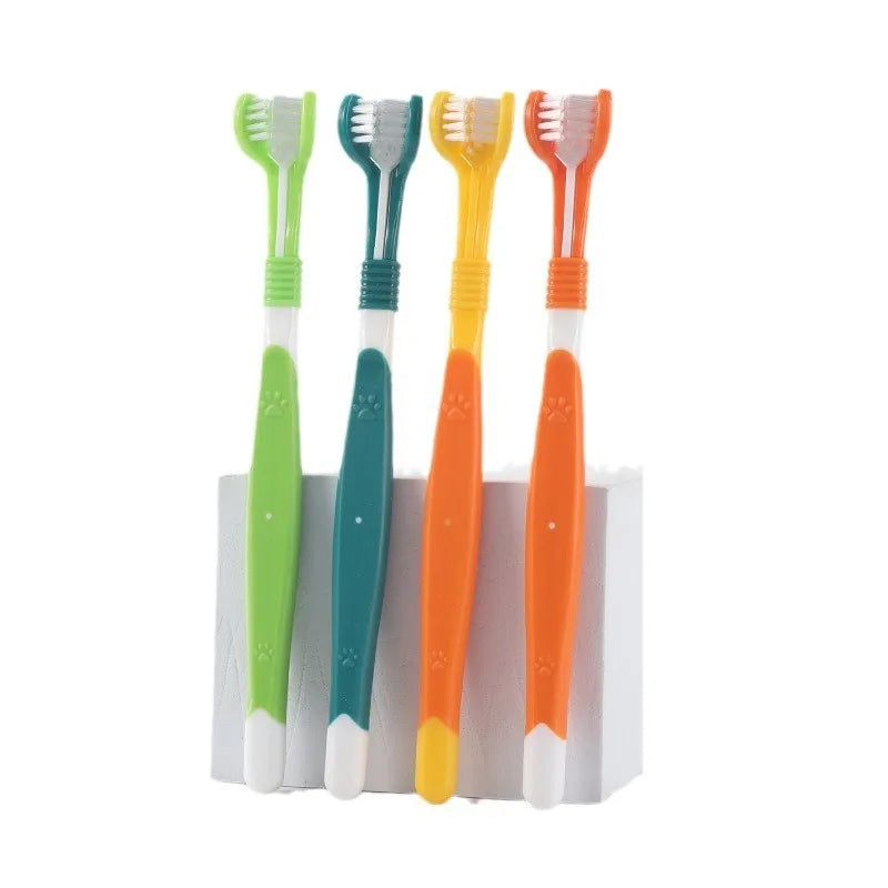 3-Sided Pet Toothbrush Dog Plastic Toothbrush Removing Bad Breath