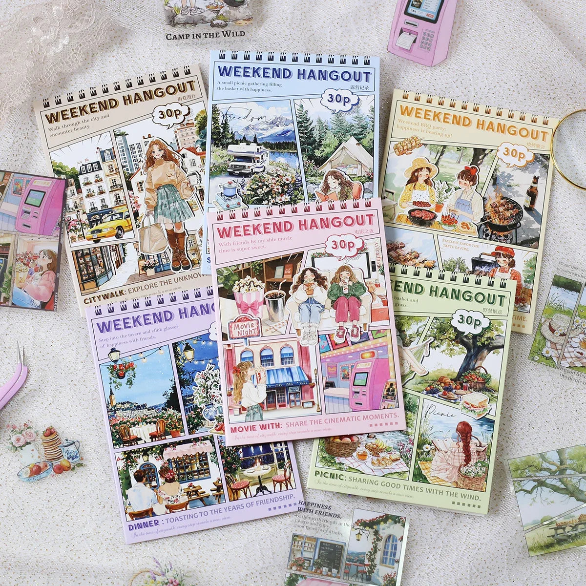 30PCS PET Decoractive Material Sticker Pre-Cut Journaling Sticker