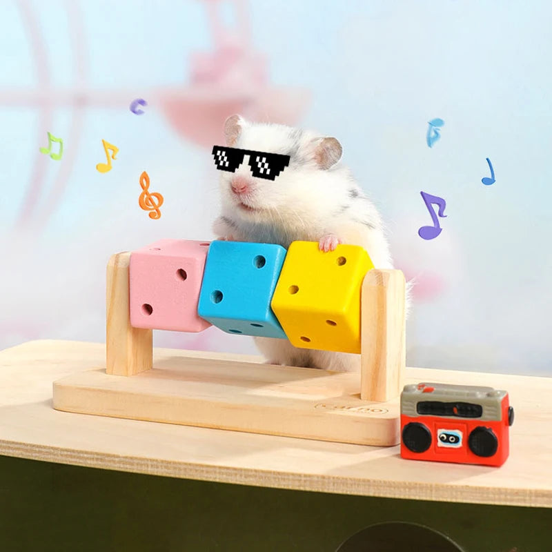 1pc Funny Colorful Wooden Rubik's Cube-shaped Interactive Chewing Toy