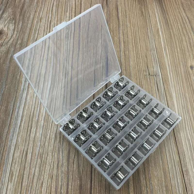25Pcs/Set Empty Bobbins Sewing Machine Plastic Case Storage Box for
