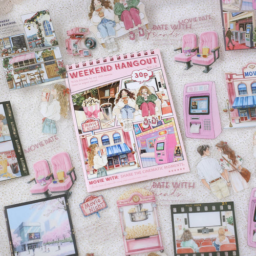 30PCS PET Decoractive Material Sticker Pre-Cut Journaling Sticker