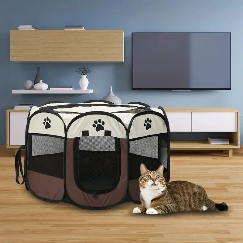 Portable Foldable Pet Tent Kennel Octagonal Fence Puppy Shelter Easy