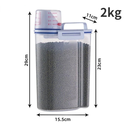 1.5kg/2kg Measuring Cup Food Store Container Dog Cat  Pail Plastic