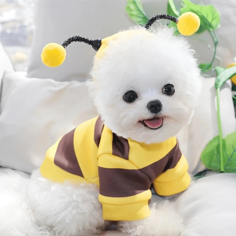Bee Pet Puppy Coat Apparel Outfit Dog Halloween Hoodies Winter Cat