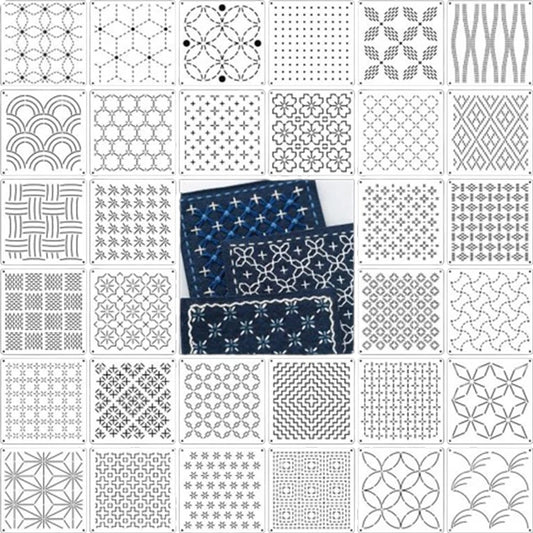 9/32Pcs Sashiko Embroidery Template DIY Geometric Patchwork Stencil
