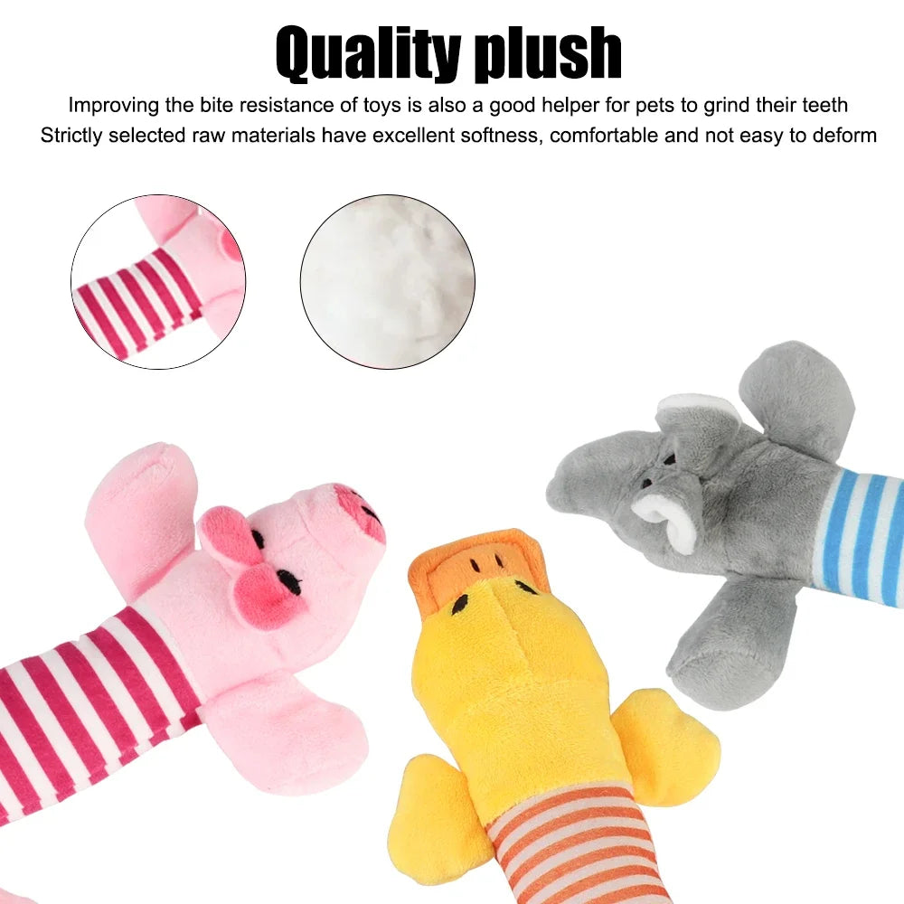 Pig Elephant Design Durable Interactive Dog Toy - Squeaky Chew Toy for