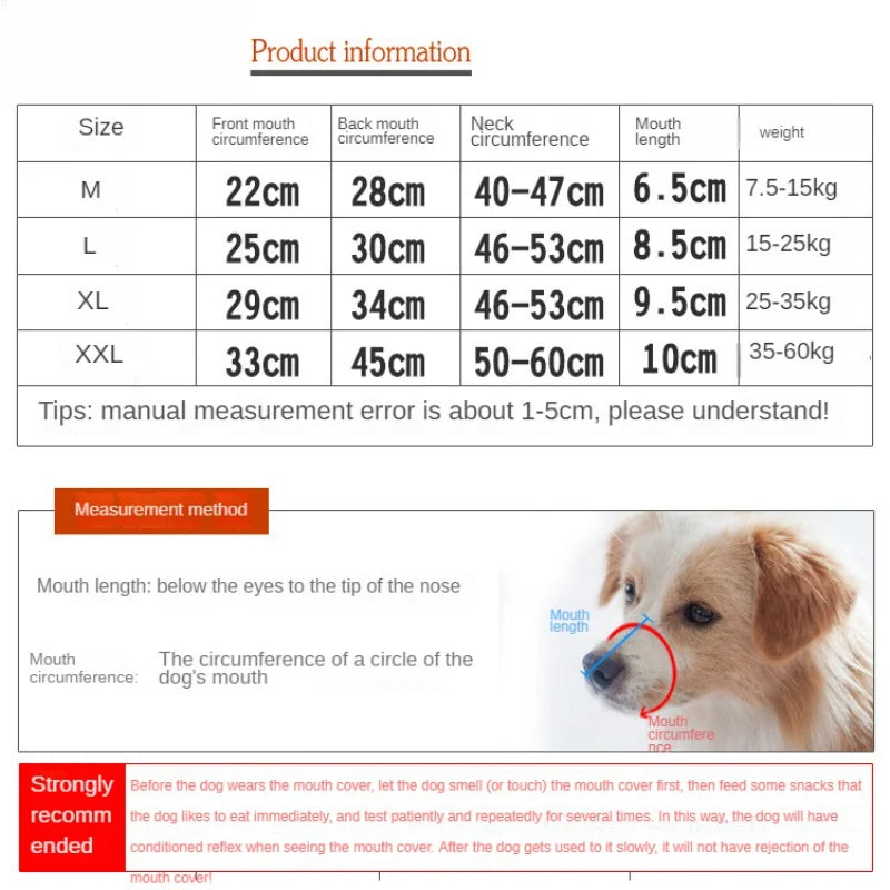 Dog Muzzle Anti Biting Pet Mouth Mask Adjustable & Breathable Leather