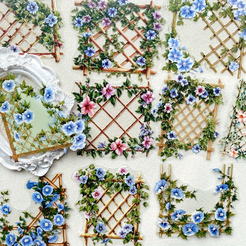 10pcs Plant Flowers Sticker PET Material Junk Journal Hand Account DIY