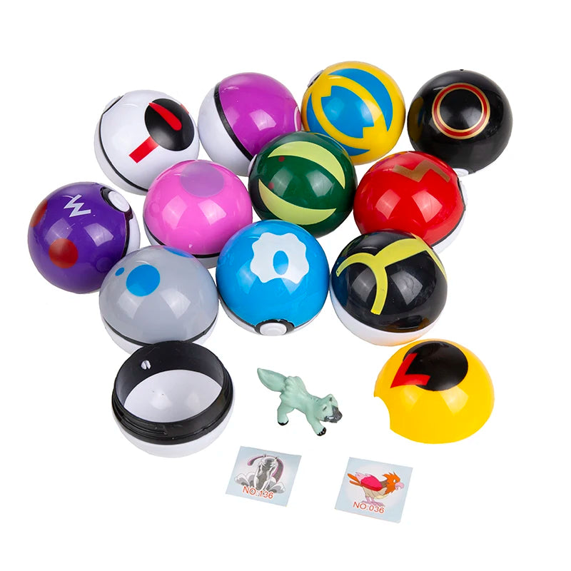 12 Pcs/Set Pokemon Pikachu Action Figure Pokeball Game Toy  Pocket