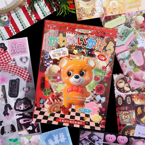 50 Sheets PET Die cut Stickers book Retro Cartoon Decorative handmade