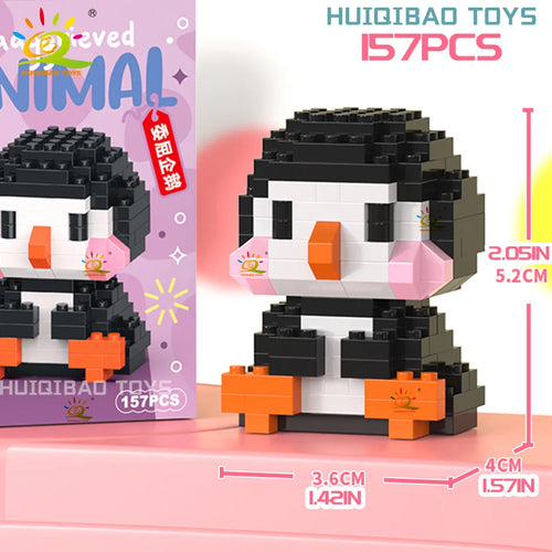 HUIQIBAO MINI Cute Pet Animal Penguin Model Building Block Micro Set