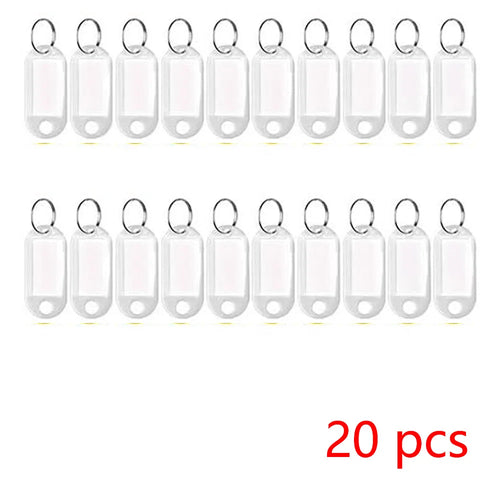 100 PCS KeyChain Labelable Plastic DIY Name Ring for Baggage Paper