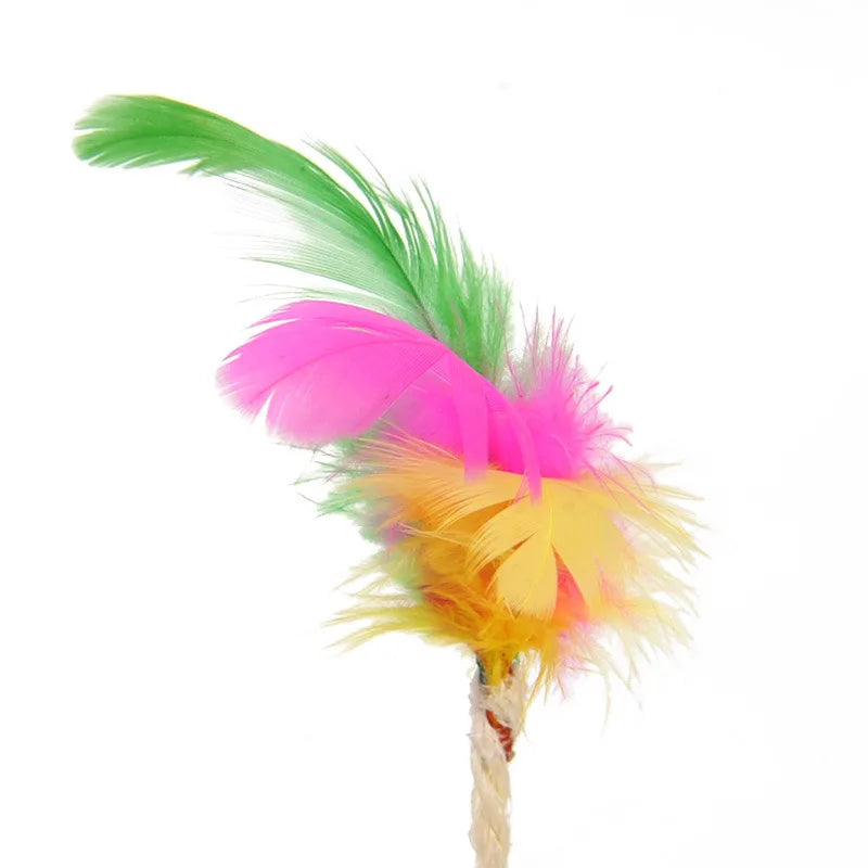 Colorful Feather Cat Toy Interactive Sisal Shuttlecock Ball for Cats
