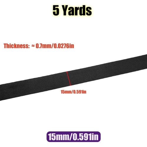 5 Yards 10-50mm Black Nylon Webbing Tape Backpack Strap Pet Collar