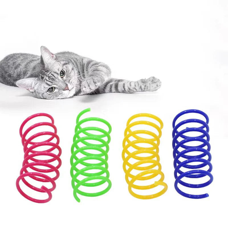 Cat color plastic spring cat toy color spring jumping cat toy toy