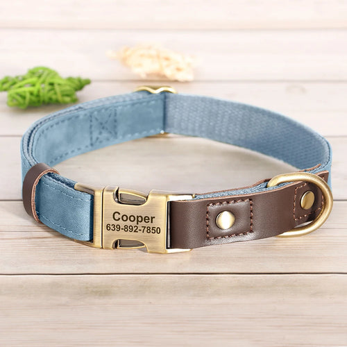 Free Custom PU Leather Dog Collar Engraved Dog Collars Adjustable Pet